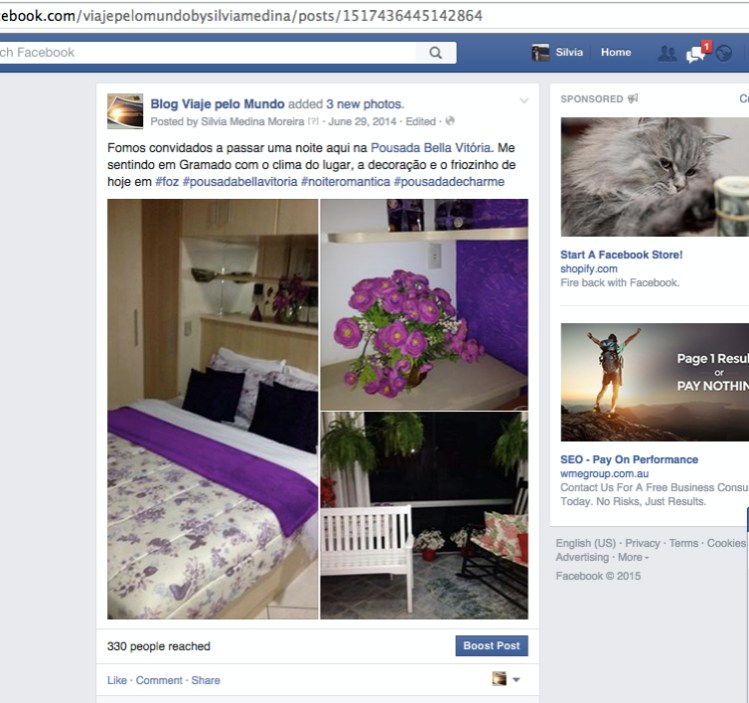 Parceria Blog e pousada hotel